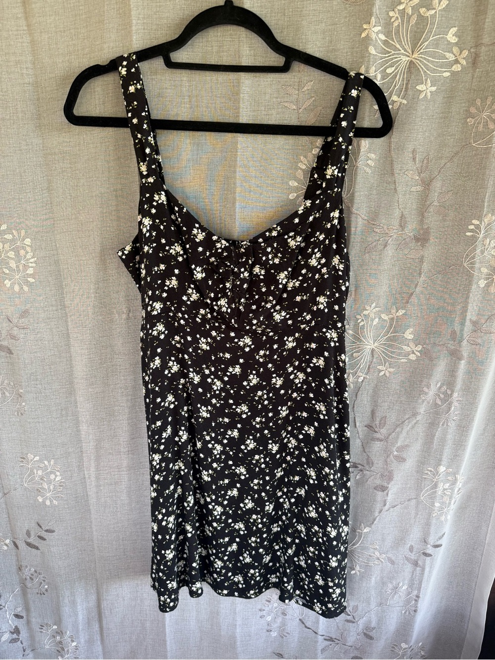 Old Navy Black Floral Sundress with White Blossoms